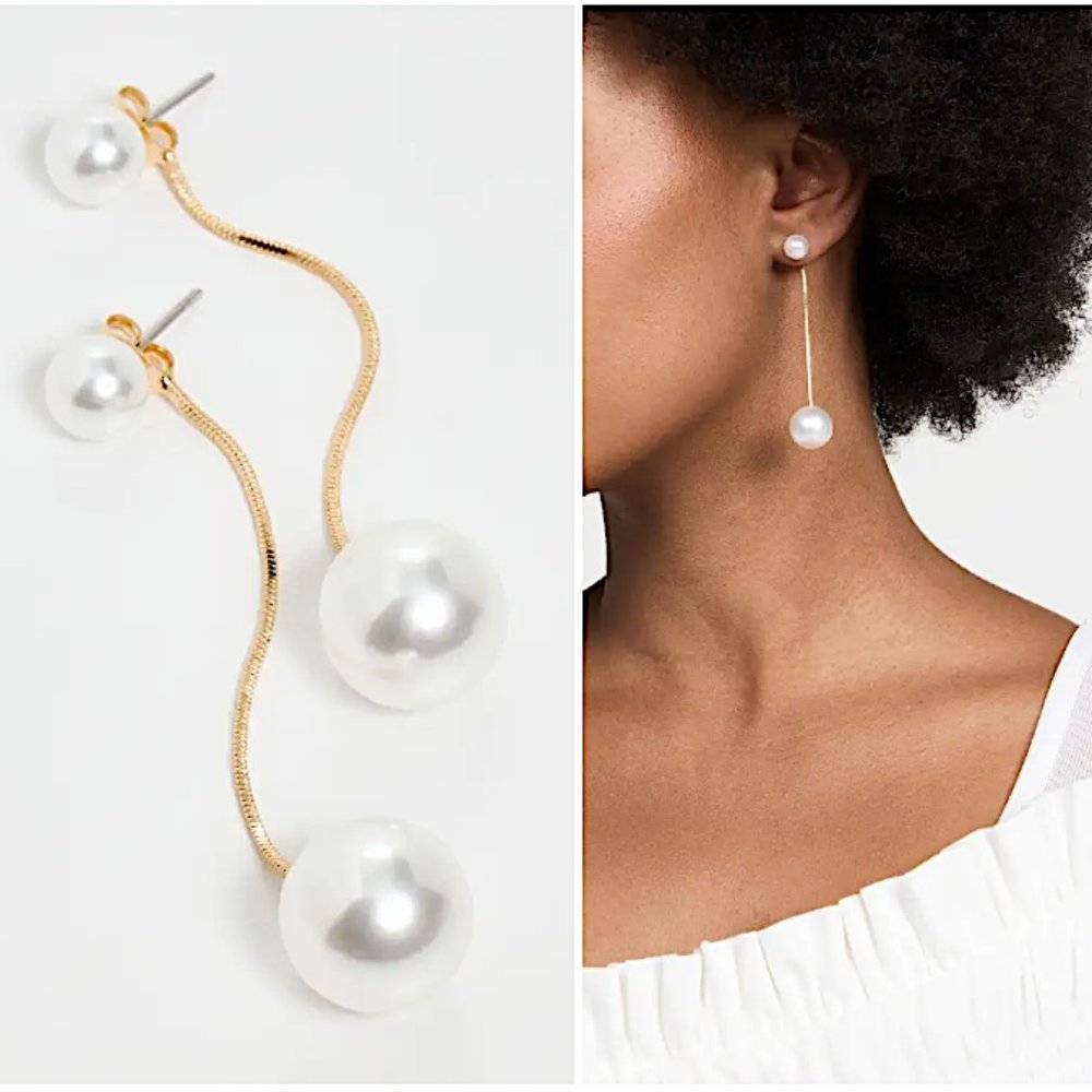 Anthropologie Gold and Silver Pearl Dangle Earrings